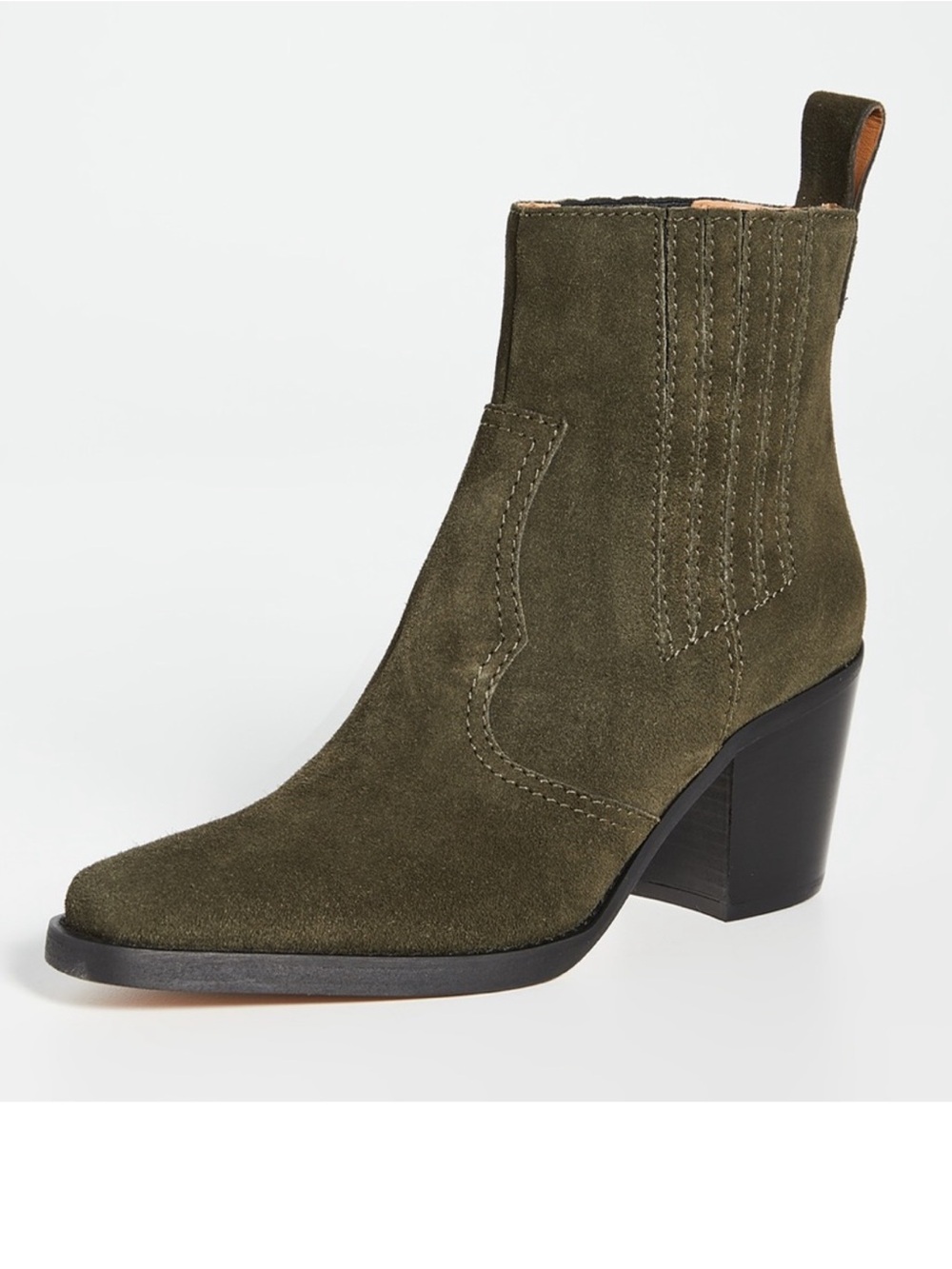 Ganni western boots green suede
